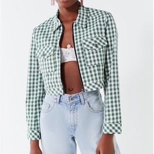 NWOT Urban Outfitters As If Cropped Gingham Jacket